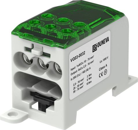 Distributionsblock Al/Cu 200A grön